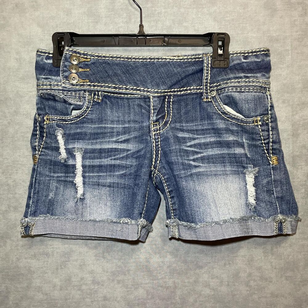 Y2K distressed denim shorts